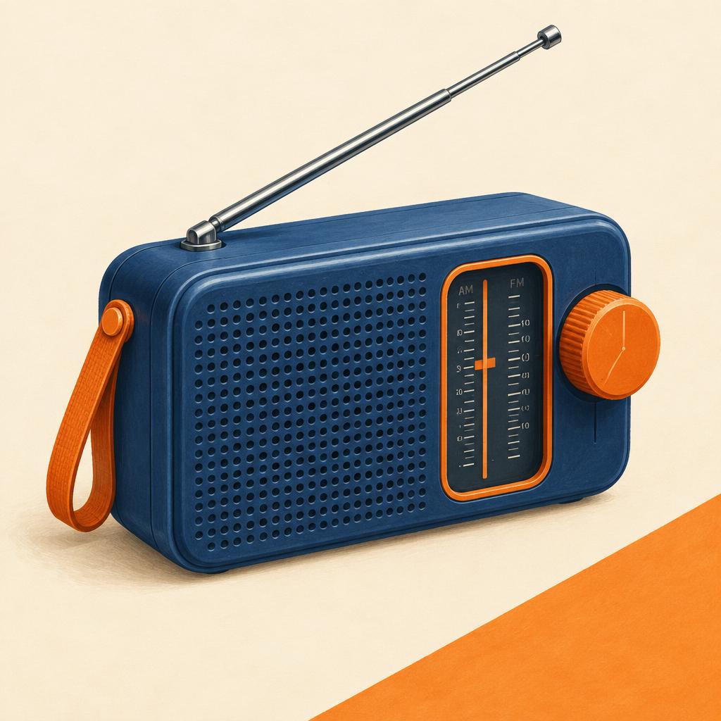 Original illustration of a Prunus J-369 Wind-Up Solar AM/FM Radio