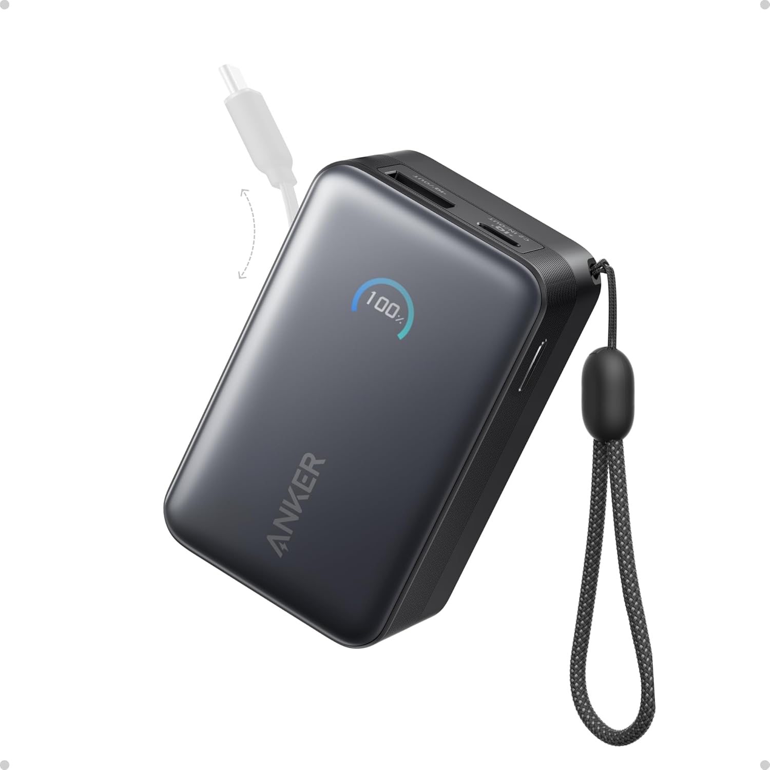 Anker Anker Nano Power Bank, 10,000mAh Portable Charger with Built-in Cable
