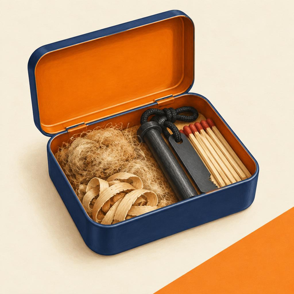 Original illustration of a Forest Fundamentals Pocket Fire Lighting Kit