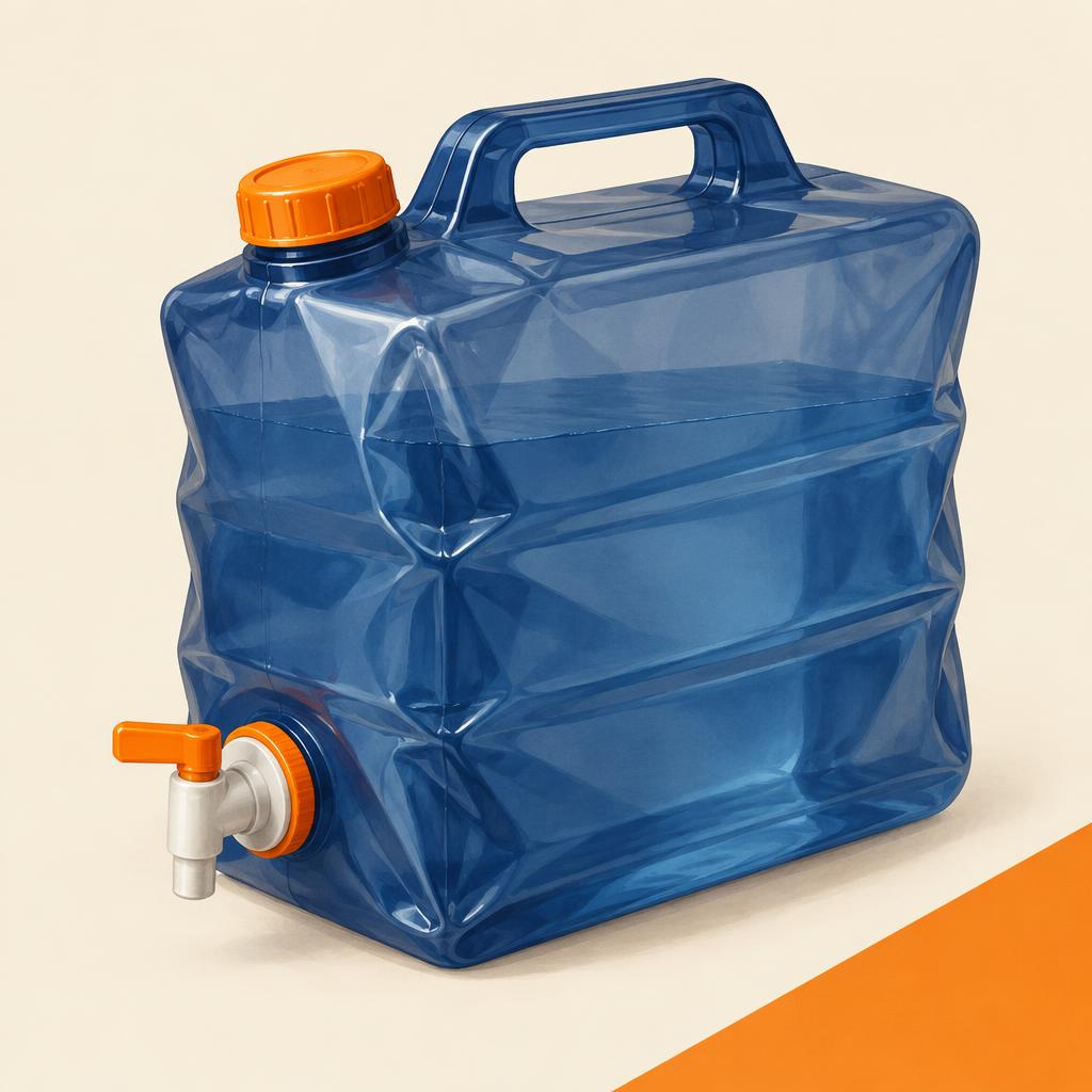 Original illustration of a HydraMate Collapsible Water Carrier, 2 x 5L