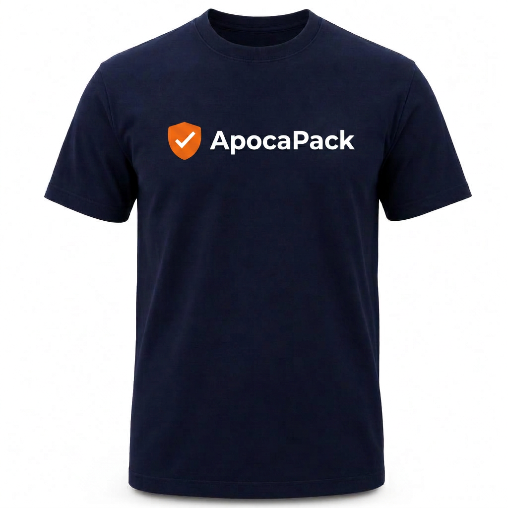 Shield Tee design concept in Navy — front view